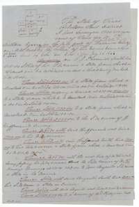 First page of field notes for 6,934,800 square varas on Mill Creek surveyed for William K. Dalton by deputy surveyor Milton Wright, April 1857.