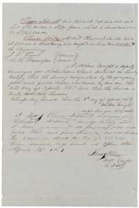 End of the Dalton field notes, with Milton Wright's certificate and District Surveyor Thos. J. Oliver's examination of 27 April 1857.