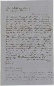 First page of the deed of 3 October 1855 in which James W. Henderson sold Dalton's unlocated balance to M. D. McKissick.
