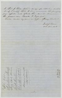 Thos. J. Oliver, District Surveyor, examines the notes and records them in Book R p. 305 on 18 January 1858; endorsement filed 19 April 1858, patented Dec. 20/61.