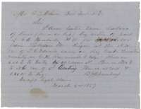Note of 2 March 1857 from B. J. Chambers asking the district surveyor to enter seven labors of land under S. A. Kimbrell's headright.
