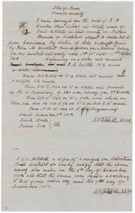 Field notes for 320 acres on Melton's Branch of Richland Creek, surveyed for the heirs of J. P. Houston by deputy surveyor D. R. Mitchell on 3 December 1852.