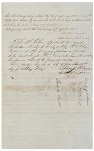 End of the Ellis County field notes, with Milton Wright's certificate of 23 April 1857 and the district surveyor's examination of 16 May 1857.