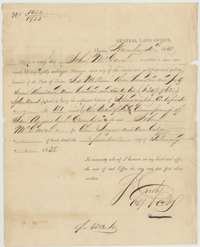 General Land Office balance certificate No. 1654/1755, 4 November 1850, for John McGown's unlocated balance of one league and one labor, from headright No. 181 of 1 February 1838.