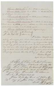 Continuation of the McGown field notes, with Milton Wright's certificate of 16 June 1857 and district surveyor Thos. J. Oliver's certificate of 21 June 1857, recorded in Book U.