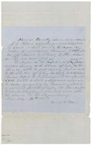 Application of James E. Patton, 14 March 1857, to locate 6,347,962 square varas between Richland and Chambers Creeks on McGown's balance certificate.