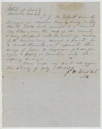 J. M. Eliot, County Surveyor, certifies the annexed sketch correctly shows Jane M. Cazneau's 11,862,972-vara survey and adjoining surveys.