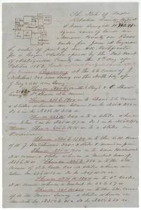 First page of Milton Wright's field notes of 11,862,972 varas for Jane M. Cazneau on Briar Creek, Navarro County, with plat.