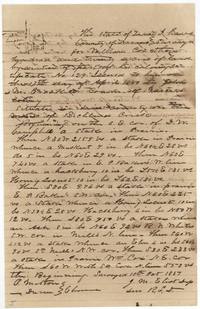 Plat and field notes for 320 acres for William Cox on Richland Creek (abst 179), surveyed by J. M. Eliot, deputy surveyor, with chain men P. Melton and Duren(?).