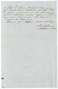 District surveyor Thomas J. Oliver's certificate of 12 November 1857 that the Kimbrel field notes were examined and recorded in Book U, page 217.