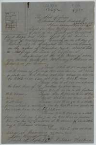 Field notes and plat of 606 acres on the waters of Chambers Creek for Jane M. Cazneau, surveyed by deputy surveyor Isaac Walker, 21 August 1857.