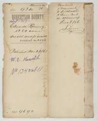 File jacket for the Robertson Bounty file of Edwardo Ramirez, 1,280 acres, certificate No. 2892, patented 26 November 1861 to W. E. Howth.