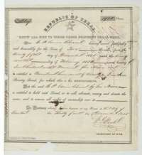 Republic of Texas bounty certificate No. 10047 for 1,920 acres, issued at Austin on 31 December 1845 to the heirs of E. P. Gaines Chism, killed with Fannin.