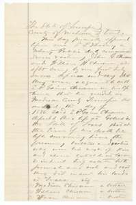 First page of the 21 June 1880 sworn statement in Madison County, Tennessee, that E. P. Gaines Chism died at Goliad in 1836 leaving brothers and sisters as heirs.