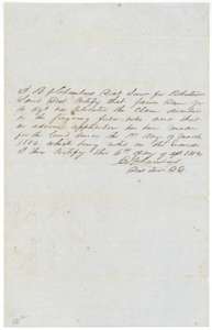 District surveyor B. J. Chambers's certificate of 6 April 1854 that James Dunn Jr., as agent, relocated the claim and no adverse application had been made since 1 March 1854.