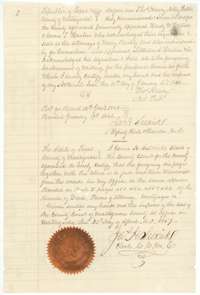 Notary's acknowledgment of the Matagorda deed of 10 January 1846, with the Matagorda county clerk's certified-copy certificate of 23 April 1857.