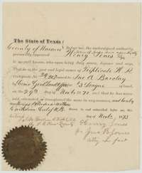 Affidavit of November 1873 in which Henry Jones, by John B. Jones, states he owns triplicate certificate 29/205 and authorizes an agent to withdraw the balance certificate.