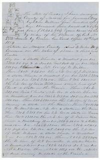 First page of J. M. Eliot's field notes and plat of 18,449,584 square varas for Jeremiah Day west of Corsicana.