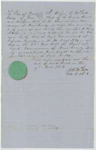Travis County clerk's certificate of 7 December 1853, under seal, that Henry Klahn received an unconditional certificate for 640 acres on 25 November 1850.