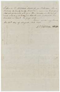 District surveyor David R. Mitchell's certificate of 25 August 1848 that the field notes are correct and recorded in Book E, page 482.