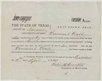 Mercer's Colony certificate No. 197 for 640 acres to Jeremiah Crabb, signed by John M. Crockett at Corsicana.