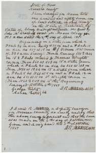 Field notes for 187 acres on the north side of Richland Creek, surveyed for Hiram Estes by deputy surveyor David R. Mitchell on 4 October 1851.