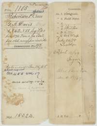 File jacket for the Robertson First Class file of G. A. Davis, 1,862,850 square varas, certificate No. 193, listing the field notes, sketches, letter and old wrapper.