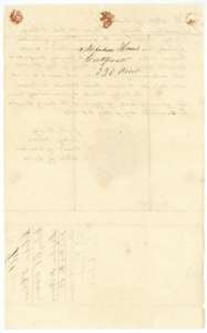 Back of the colony certificate, with a docket marked certificate of Napoleon Harris, 320 acres.