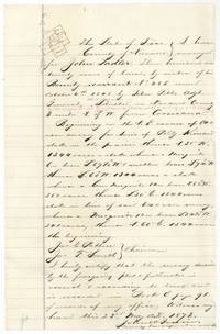 Field notes and small plat for John Sadler's 320 acres on warrant 465, certified by County Surveyor John W. Irwin, 25 May 1872.