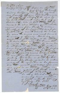 Montgomery County clerk Appleton Gay records Nat Hart Davis's oath that he witnessed the 1840 Sadler deed to Lindley.