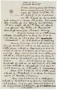 Field notes and sketch plat of 320 acres for Lot Wilson on the East fork of Brier Creek north of Richland, surveyed 13 June 1850.