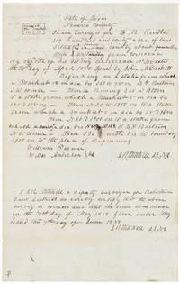 Field notes of 640 acres for F. R. Kendle west of Corsicana, surveyed by D. R. Mitchell, chain carriers William Parmer and Willis Anderson.