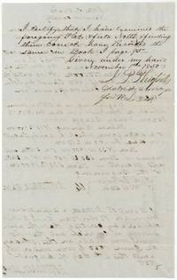 District surveyor Philpott examines the notes and records them in Colony Book I page 95, 1 November 1850.