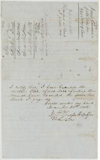 Back of the first field notes with wrapper and the district surveyor's certificate of 21 December 1850 recording them in Book I page 164.