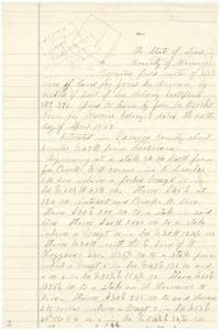 First page of the corrected field notes of 319 6/10 acres for Jonas DeArman, about 3 miles N 47 W from Corsicana, with a sketch plat.