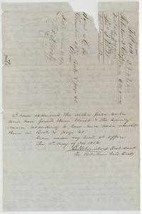 Back of the Chambers field notes with the District Surveyor's examination, recorded Book V page 63, and the filing endorsement.