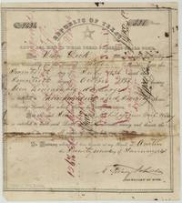 Republic of Texas bounty certificate No. 9424 for 320 acres to John Deck, signed by A. Sidney Johnston, assigned to Wm E. Wiley.