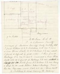 Surveyor's sketch of the Galloway, Wilson, Harboag, Nicholson, Capp, Burrows and Roberts surveys with the start of Howren's certificate.