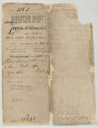 File jacket for the Robertson Bounty file of Jacob Allbrachet, listing the warrant, seven sets of field notes and the patent to Henry Teal.