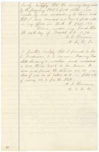 Closing page of the 214-acre field notes, with a further note on an older corner tree and a measured distance.