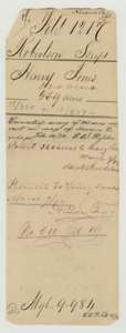 Wrapper for the Henry Jones papers, noting the corrected survey was checked on the Navarro County map and patented 7 March 1872.