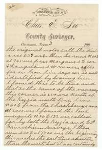 Page 3 of surveyor Lee's letter of 10 June 1887, explaining errors in the older surveys around the Kezzia and Morgan lines.