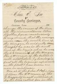 Page 5 of surveyor Lee's letter of 10 June 1887, explaining errors in the older surveys around the Kezzia and Morgan lines.