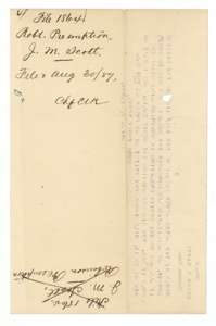 Back of Barry's letter, with the Land Office filing note of 30 August 1887.