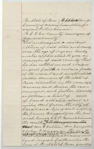First page of J. M. Scott's sworn application to the county surveyor for a 160-acre preemption in Navarro County.