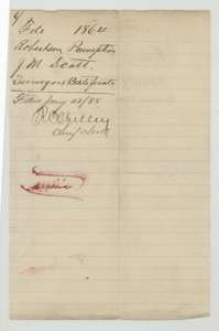 Back of the surveyor's certificate, with the Land Office filing note of 23 January 1888.