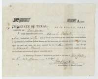 Mercer Colony certificate No. 984 issued at Buffalo on 3 June 1850 by Commissioner John M. Crockett to Sarah Finch for 640 acres.