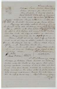 Field notes and plat for 320 acres on Briar Creek, surveyed for Sarah Finch by deputy surveyor William L. Browning, March 1854.
