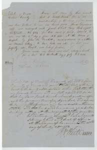 Deed of 13 July 1853 in which Sarah Finch sold her certificate No. 984 to Jacob Eliot for $110, proved at Corsicana on 25 July 1853.