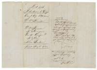 Wrapper for the colony certificate of Daniel W. Kinison, 320 acres, filed 15 May 1854, with the county's recording note for the transfer.